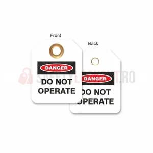 Etichetă de blocare LOTO micro cu 2 fețe „Do Not Operate”, cu ochet