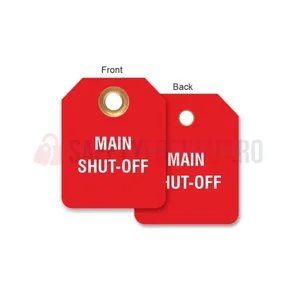 Etichetă micro cu 2 fețe — Main Shut-Off, cu ochet