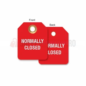 Etichetă micro cu 2 fețe LOTO „Normally Closed” cu ochet