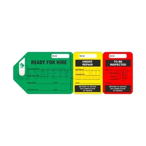 Etichetă în 3 etape pentru echipamente de închiriat, PVC, 0,5 mm