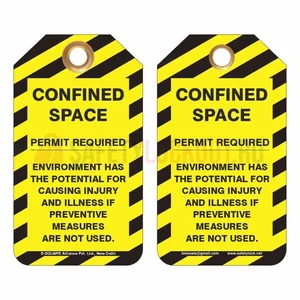 Etichete pentru spații închise, galben/negru, Permit Required