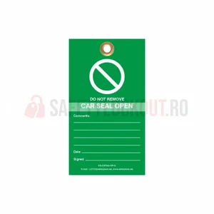 Etichetă de identificare pentru valvă 'Car Seal Open' verde, 100 buc.