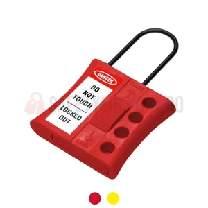 Hasp dielectric glisant pentru 4 lacăte, bridă 3 mm, roșu