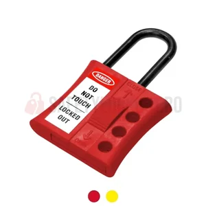 Hasp dielectric glisant cu 4 orificii și bridă de 6 mm, roșu