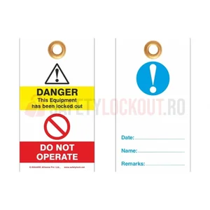 Etichete de blocare LOTO de unică folosință, carton, set 100 buc.