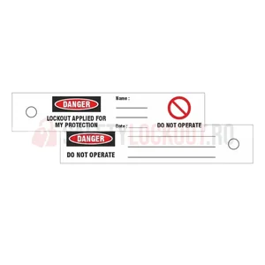 Etichete de blocare LOTO de unică folosință, cu două fețe
