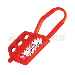 Hasp LOTO dielectric flexibil, 3 orificii, bridă 6 mm