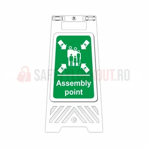 Panou de podea pentru siguranță, alb — Punct de adunare