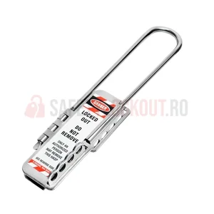 Hasp LOTO din oțel inoxidabil, heavy-duty, 8 găuri, bridă 4 mm