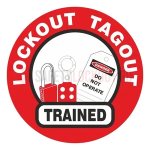 Etichetă circulară pentru cască de protecție — Instruit LOTO