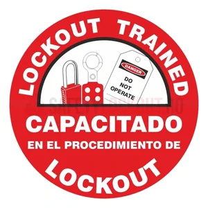 Etichetă circulară bilingvă pentru cască de protecție