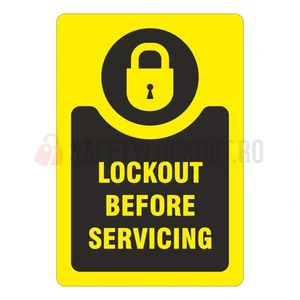 Etichete de marcare LOTO „Lockout Before Servicing”, galbene