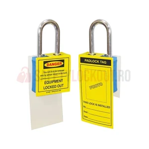 Etichete galbene pentru lacăte LOTO — Equipment Locked Out