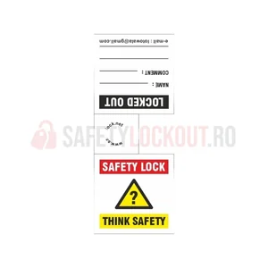 Etichetă pentru lacăt LOTO „Think Safety”, PVC 0,7 mm