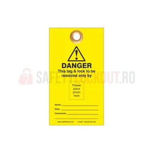 Etichete de blocare LOTO cu ID foto, galbene, set 10 buc.