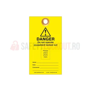 Etichete de blocare LOTO galbene cu foto ID, set 10 buc.