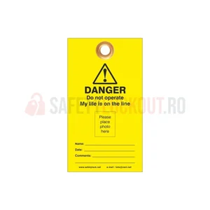 Etichete de blocare LOTO galbene cu ID foto, 0,7 mm (10 buc.)