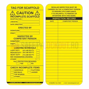 Etichete pentru schele „Caution Incomplete Scaffold”, set 10 buc.