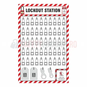 Stație LOTO cu umbră pentru 50 de lacăte, 23″ x 36″
