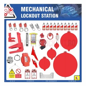 Stație LOTO cu umbră pentru departamentul mecanic, echipată, 46.5″ x 47″