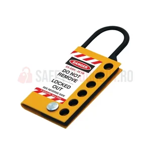Hasp LOTO din oțel inoxidabil, 25 mm, galben-negru