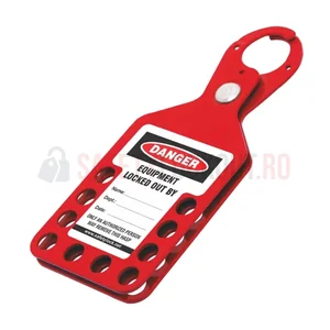 Hasp LOTO cu etichetă TAGO, roșu, 10 orificii