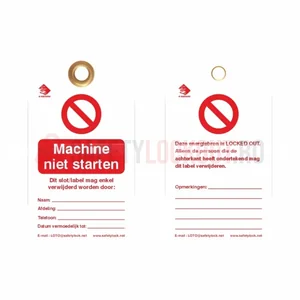 Etichetă de blocare LOTO în limba olandeză 'Machine Niet Starten'