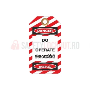 Etichete de blocare LOTO personalizate, bilingve
