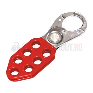 Hasp LOTO metalic cu acoperire din vinil, 7 orificii, 25 mm