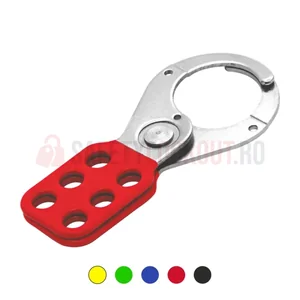Hasp LOTO metalic cu acoperire din vinil Premier, roșu, 38 mm