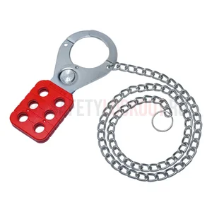 Hasp LOTO cu lanț de 48 inchi, oțel zincat și înveliș din vinil