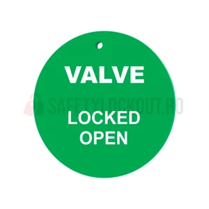 Etichetă de identificare din acril pentru valvă, verde, 100 mm — Locked Open