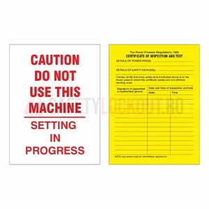 Etichete pentru schele, Certificat de Inspecție (pentru suport galben)