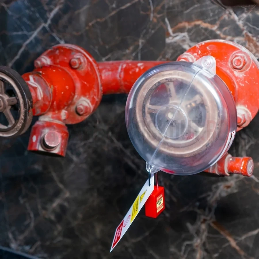 Dispozitiv de Blocare Transparent pentru Valvă Industrială, ø 63.5–127 mm (2.5″–5″) — Dispozitive de blocare din ABS/PP transparent pentru valve poartă | Safety Lockout