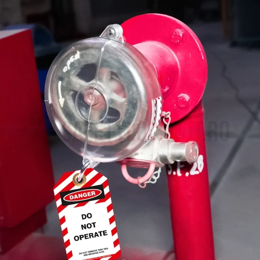 Dispozitiv de Blocare Transparent pentru Valvă Industrială, ø 127–165 mm (5″–6.5″) — Dispozitive de blocare din ABS/PP transparent pentru valve poartă | Safety Lockout
