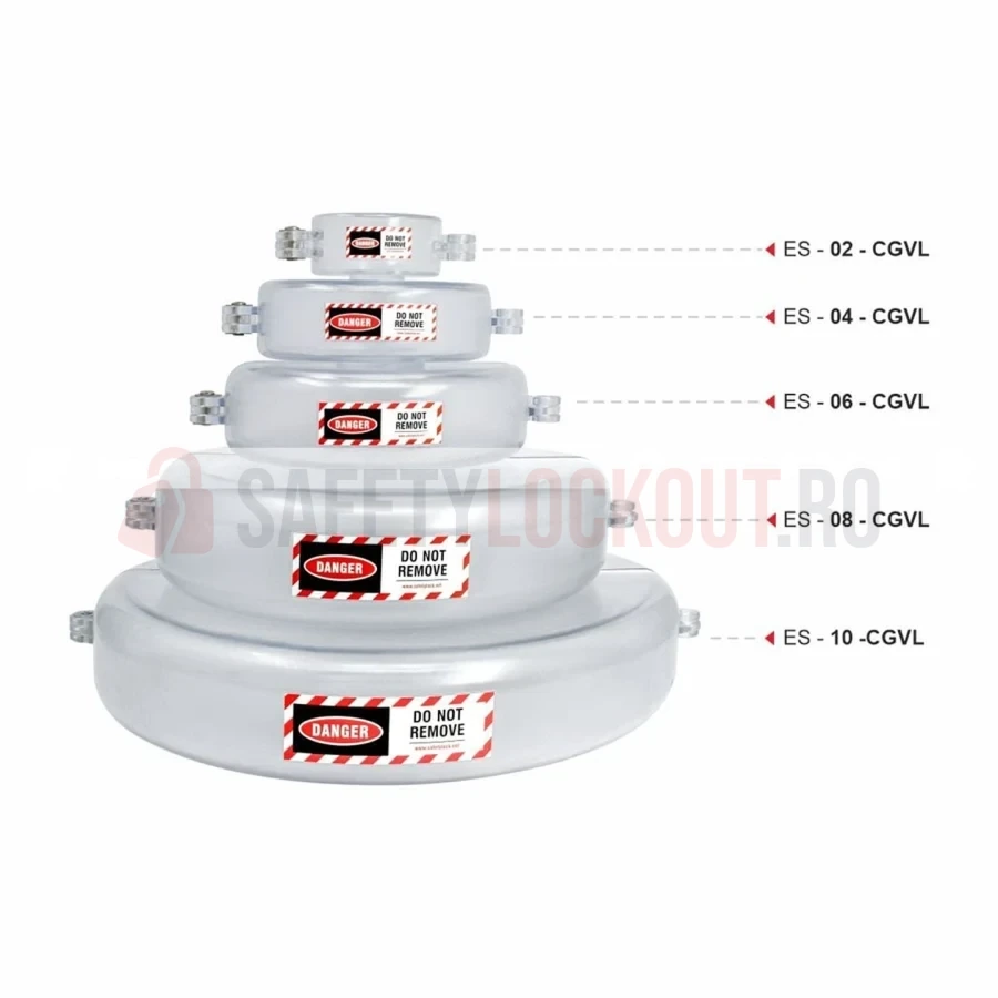 Dispozitiv de Blocare Transparent pentru Valvă Industrială, ø 165–254 mm (6.5″–10″) — Dispozitive de blocare din ABS/PP transparent pentru valve poartă | Safety Lockout