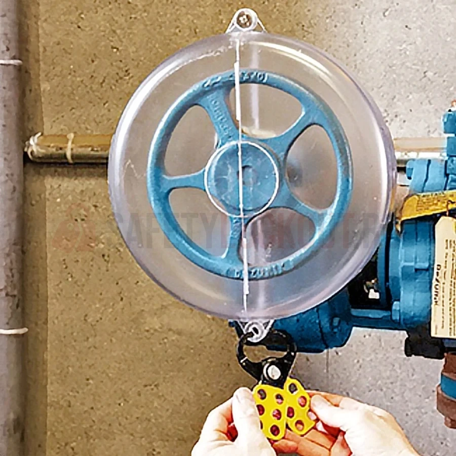 Dispozitiv de Blocare Transparent pentru Valvă Industrială, ø 254–355 mm (10″–13″) — Dispozitive de blocare din ABS/PP transparent pentru valve poartă | Safety Lockout