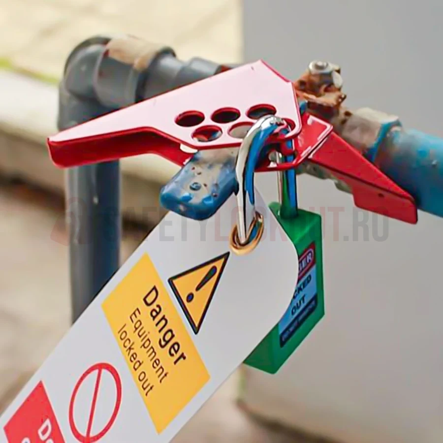 Dispozitiv de Blocare Robinet cu Bilă Mic, Oțel (1 Piesă, 6 Orificii) — Dispozitive de blocare pentru valvă cu bilă | Safety Lockout