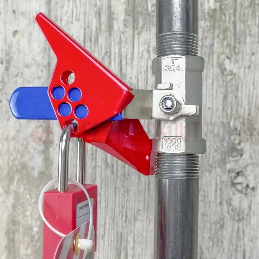 Dispozitiv de Blocare Robinet cu Bilă Mic, Oțel (1 Piesă, 6 Orificii) — Dispozitive de blocare pentru valvă cu bilă | Safety Lockout