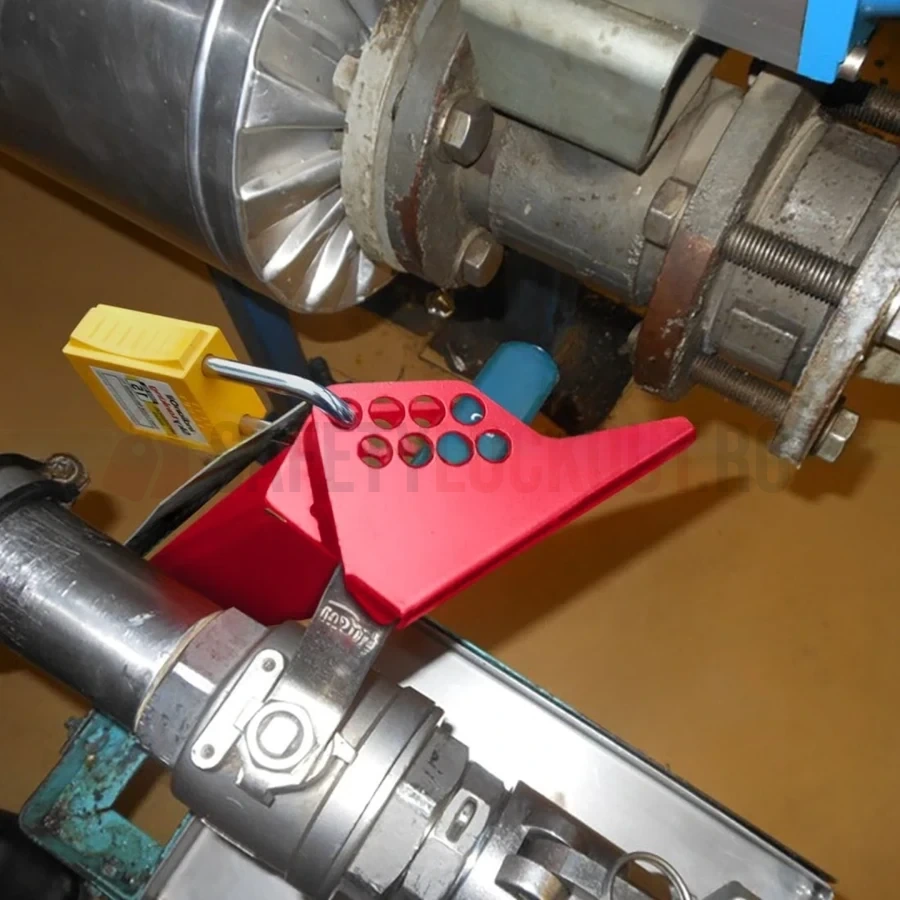 Dispozitiv de Blocare Robinet cu Bilă Mic, Oțel (1 Piesă, 8 Orificii) — Dispozitive de blocare pentru valvă cu bilă | Safety Lockout