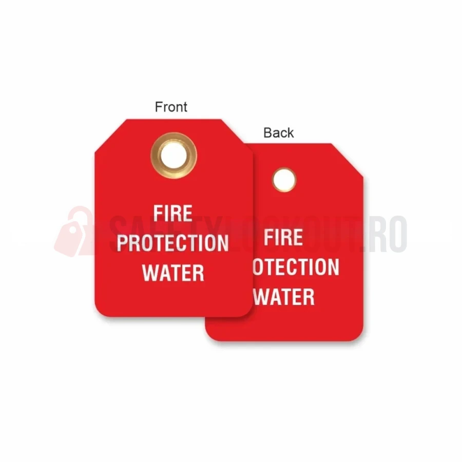 Etichetă micro LOTO cu 2 fețe — Fire Protection Water — Etichete micro cu 2 fețe | Safety Lockout
