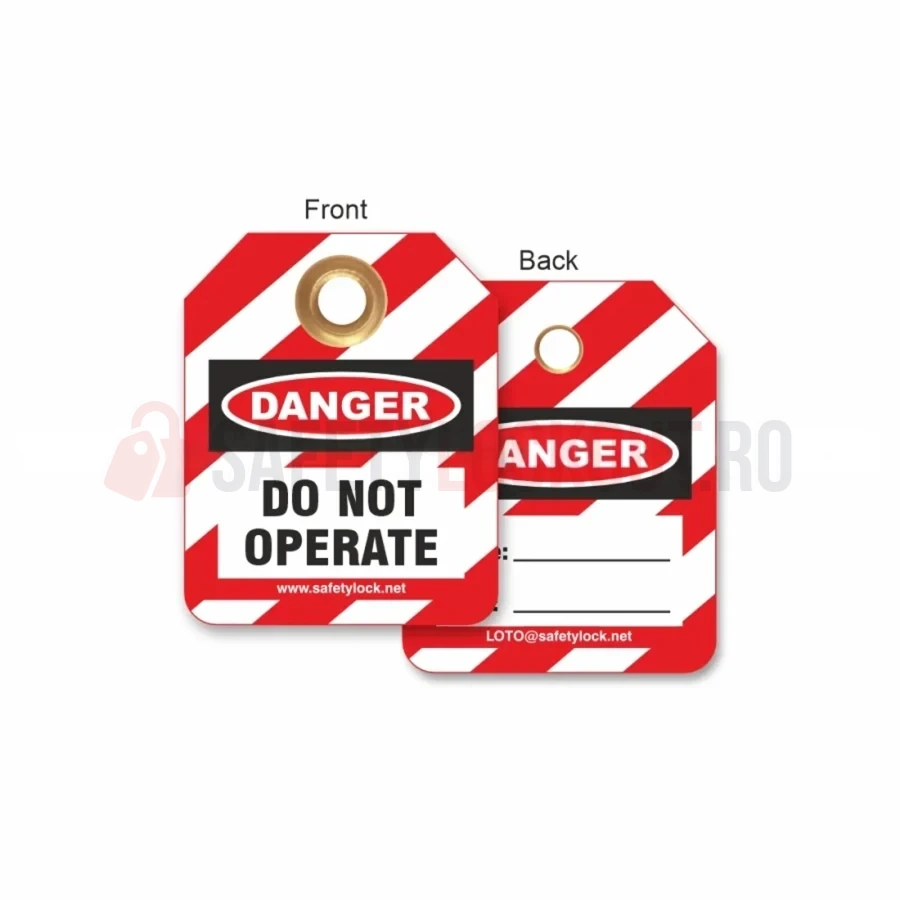 Etichetă de blocare LOTO micro cu 2 fețe, roșu/alb, 50,8 x 63,5 mm — Etichete micro cu 2 fețe | Safety Lockout