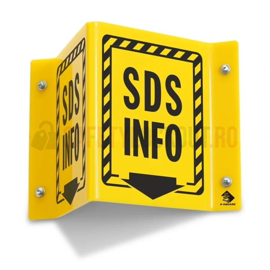 Semn de proiecție în V cu 2 fețe — Informații SDS, galben — Semne de proiecție în V cu 2 fețe | Safety Lockout