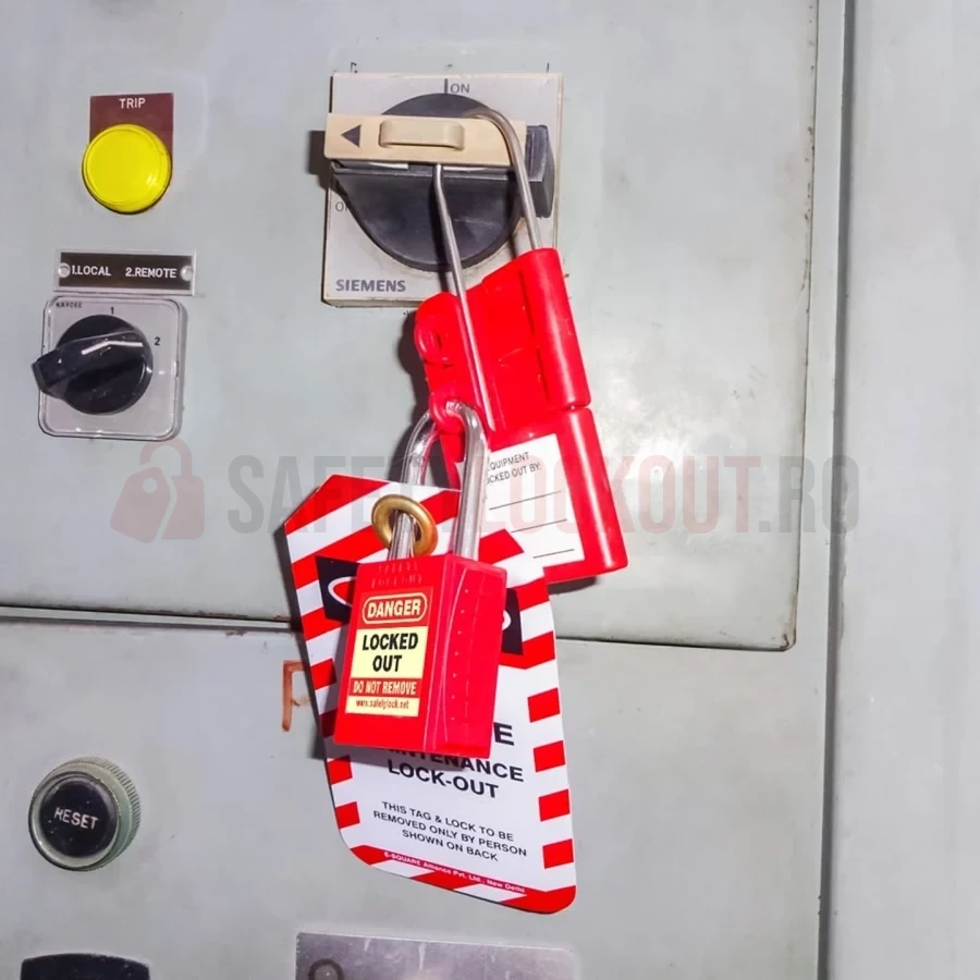 Hasp LOTO din oțel inoxidabil cu etichetă și bridă de 3 mm — Hasp LOTO | Safety Lockout