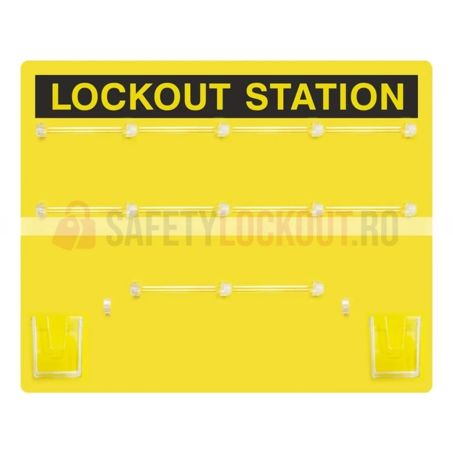 Stație LOTO deschisă cu vedere laterală, 50 de lacăte — Stații LOTO deschise | Safety Lockout