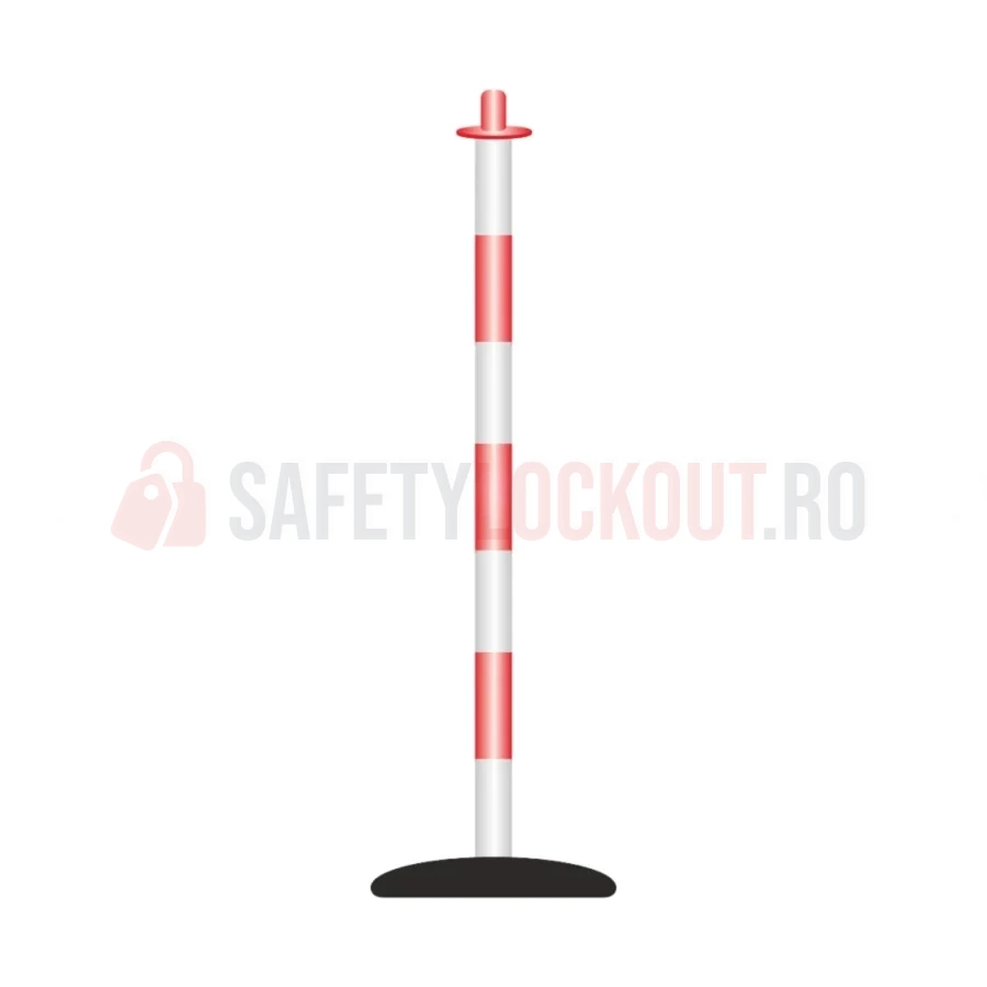 Sistem de delimitare 5S cu un stâlp, roșu și alb — Bariere 5S | Safety Lockout