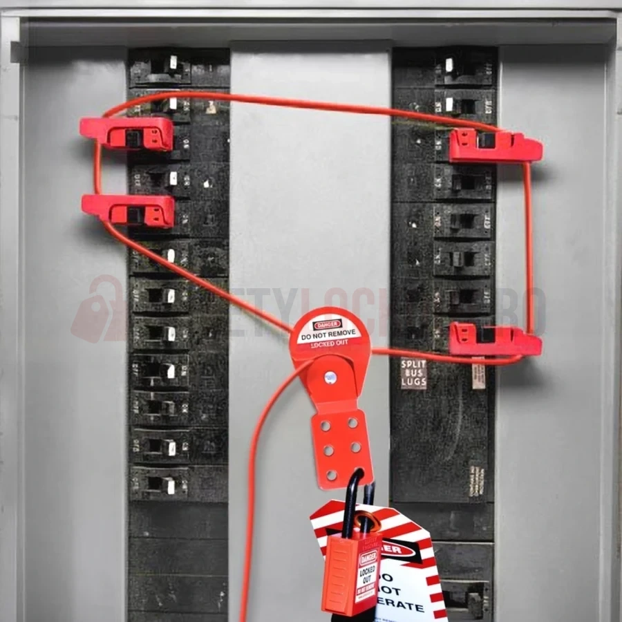 Dispozitiv multipurpose de blocare cu cablu și hasp cu 6 orificii, cablu 2 m — Dispozitiv reglabil de blocare cu cablu | Safety Lockout