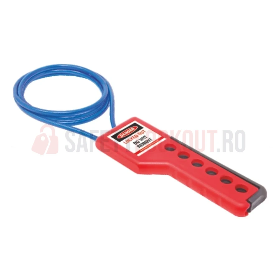 Dispozitiv reglabil de blocare cu cablu, roșu/negru — Dispozitiv reglabil de blocare cu cablu | Safety Lockout