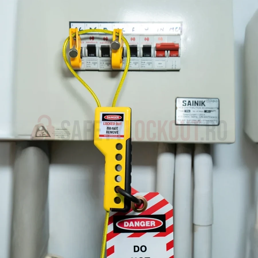Dispozitiv reglabil de blocare cu cablu, galben/negru — Dispozitiv reglabil de blocare cu cablu | Safety Lockout