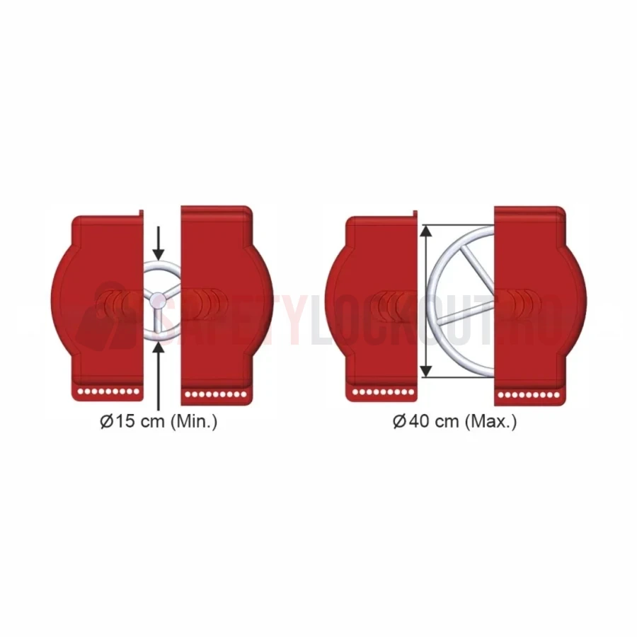 Dispozitiv Ajustabil Mare de Blocare Valvă Industrială, ø 150–400 mm — Dispozitive reglabile de blocare pentru valvă poartă | Safety Lockout